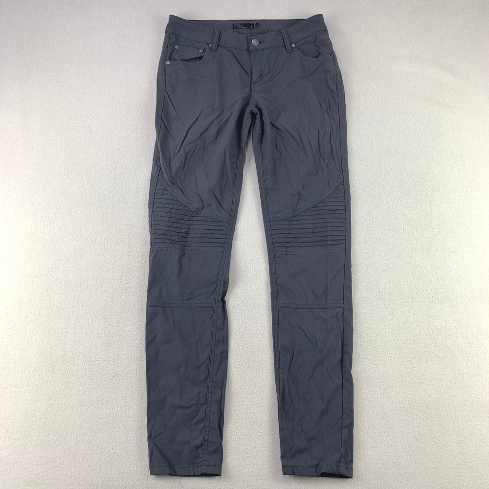 prAna Brenna Pants Womens 6 Gray Stretch Nylon Moto Style Hiking Performance